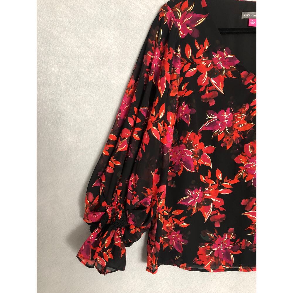 Vince Camuto Floral Print Top Balloon Sleeve Women's Size Small NEW - Picture 3 of 5